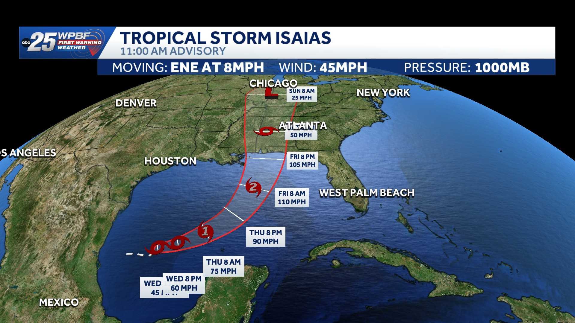 Tropical Storm Isaias forms in southwestern Gulf,