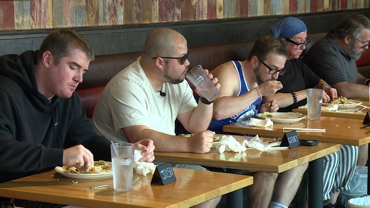Eight competitors take on The Big Biscuit’s eating contest