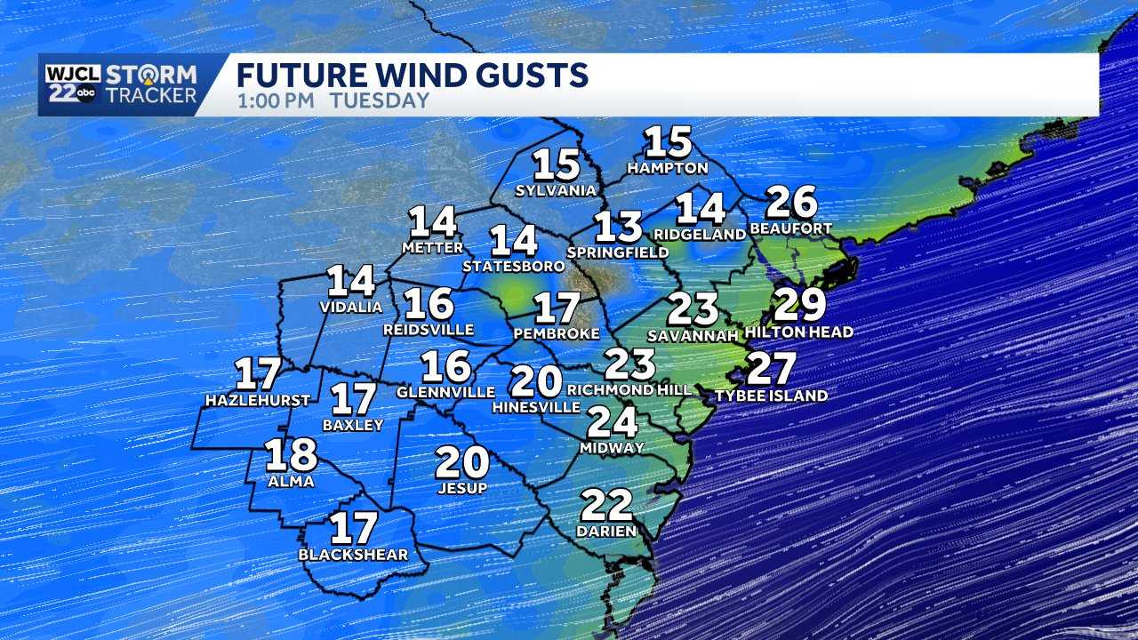 Less Humidity Effect Savannah: Tracking a cold front, lower humidity - WJCL