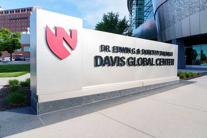 The Davis Global Center at the University of Nebraska Medical Center campus, which holds the National Quarantine Unit, is seen on May 11, 2026 in Omaha, Nebraska.