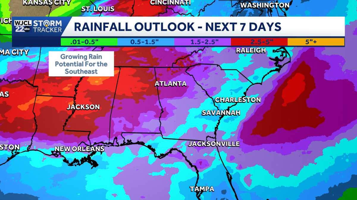 Tracking increased rain chances for Southeast Georgia, Lowcountry