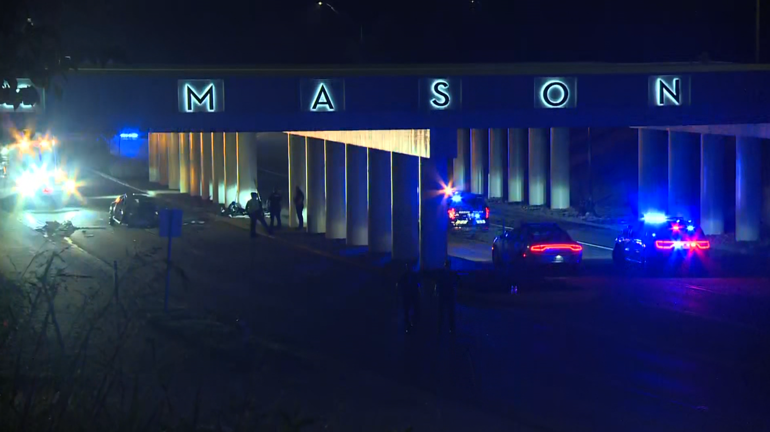 Western Row Road reopens after car hits wall on I-71, falls onto underpass