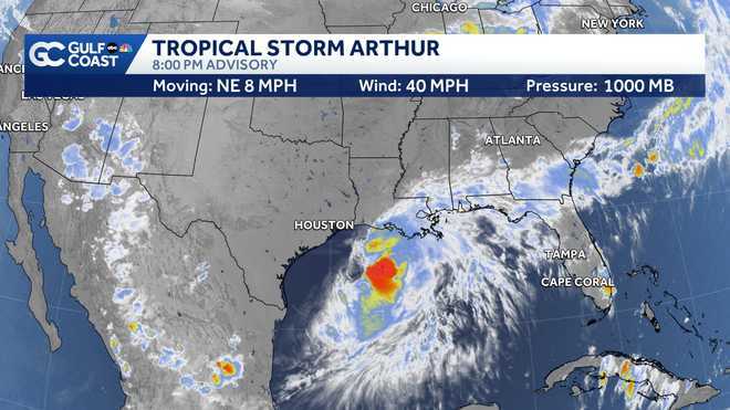 Tropical Storm Arthur inching closer to the Texas and Louisiana coast