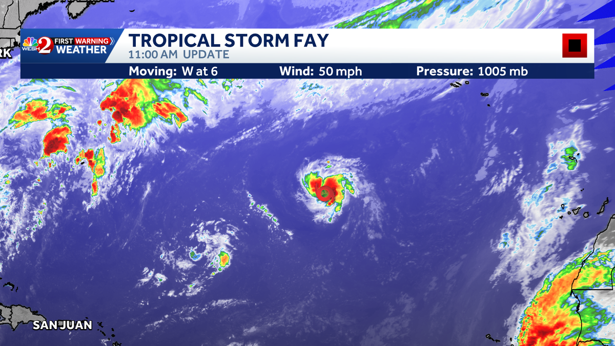 Tropical Storm Fay could strengthen before weakening over Atlantic, NHC says