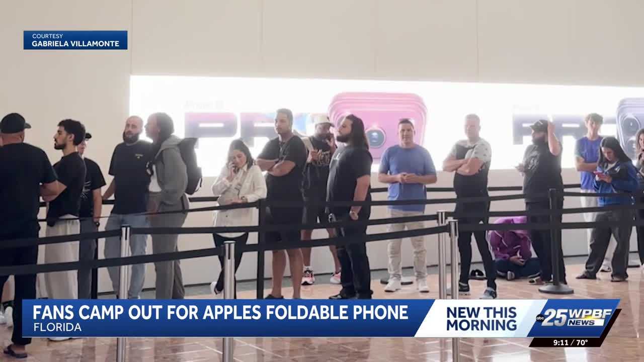Crowds line up overnight in South Florida malls for Apple’s first foldable iPhone duo