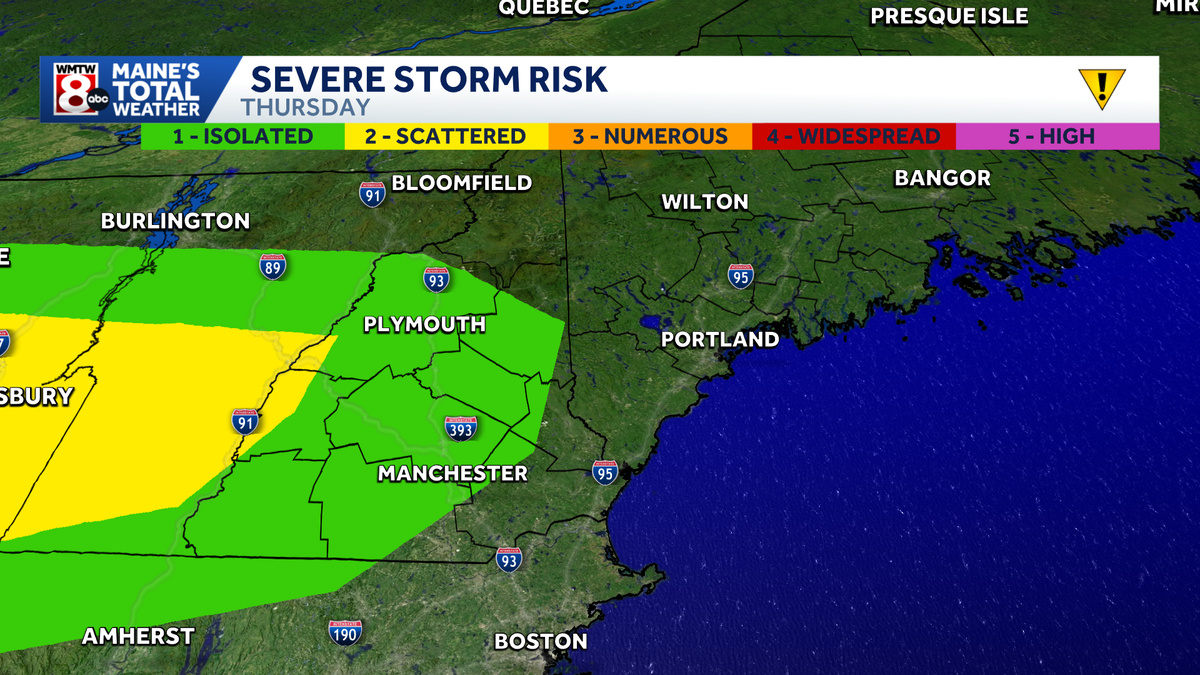 Showers and rumbles of thunder in Maine this evening