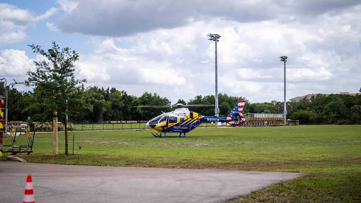 Person airlifted to hospital after reportedly getting tangled in equipment up in tree in Naples