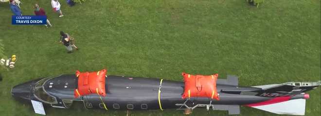 a plane with a history of carrying organs, celebrities and even former president george w. bush, was sunk in a quarry on thursday as part of an underwater attraction that will be used for scuba training.