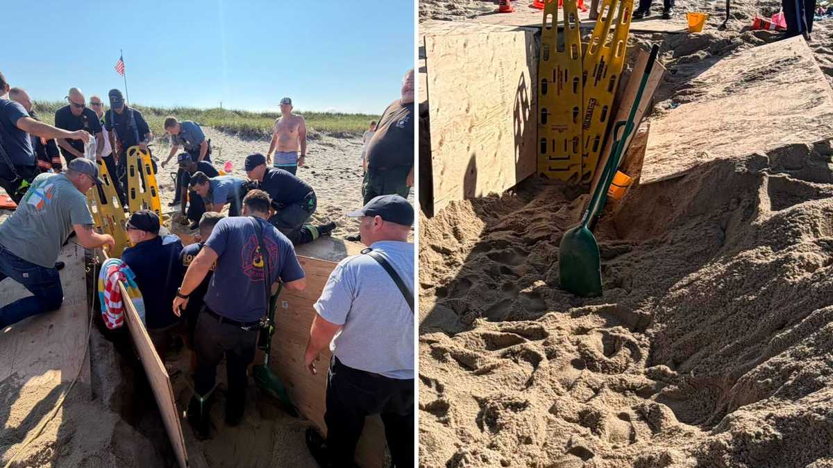 Man rescued after hole collapses on Massachusetts beach, burying him in sand