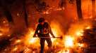 Firefighter battles Pickett Fire