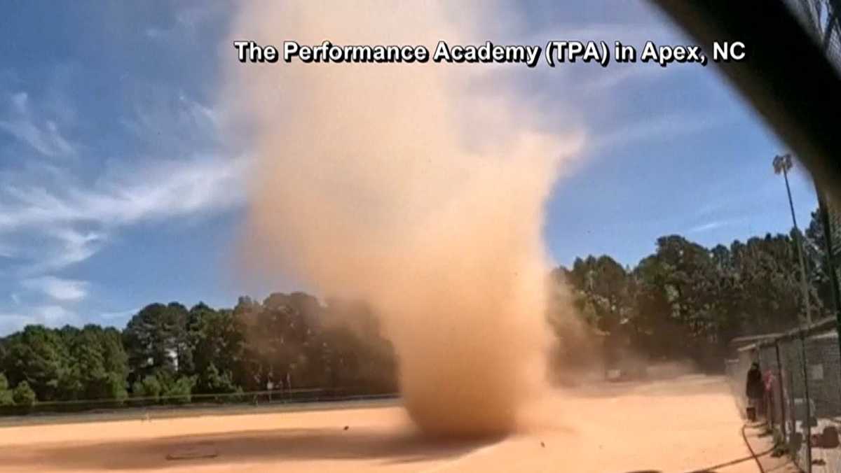 VIDEO: 'Dust-nado' spins up on North Carolina baseball field