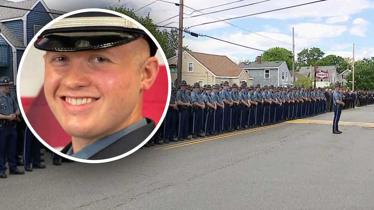 Law enforcement lines up for wake honoring fallen state trooper