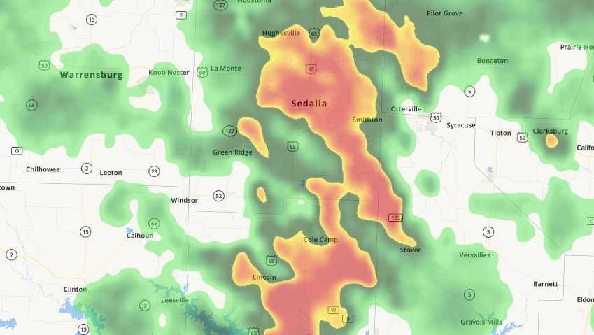 Heavy rain leads to flash flooding, road closures in Sedalia