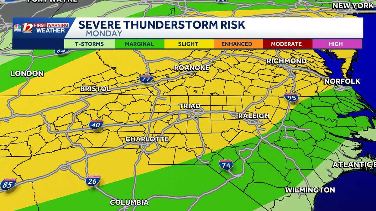Weather Impact Day: Hot Triad weather may fire severe late day storms, wind damage