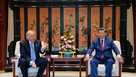 Chinese President Xi Jinping and U.S. President Donald Trump attend a meeting on the sidelines of their visit to the Zhongnanhai Garden in Beijing, China, Friday, May 15, 2026. 