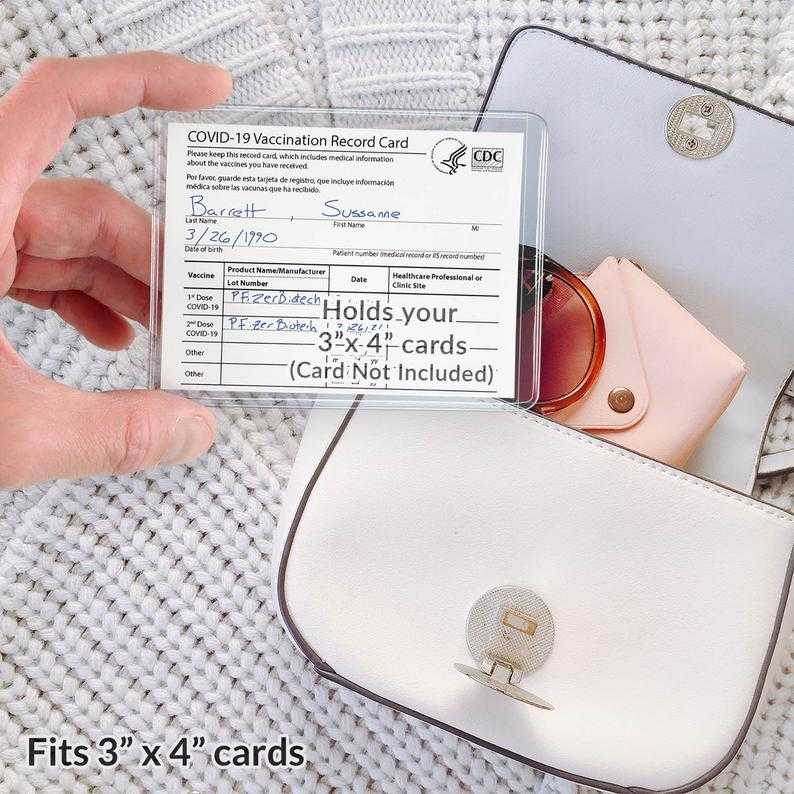 vaccination card sleeve CDC Protector, Immunization Record Vaccine Card Holder, 4 X 3 Inches Horizontal ID Card Name Tag Badge Holders, Clear Plastic Vaccine Card Holder, Medicare Card