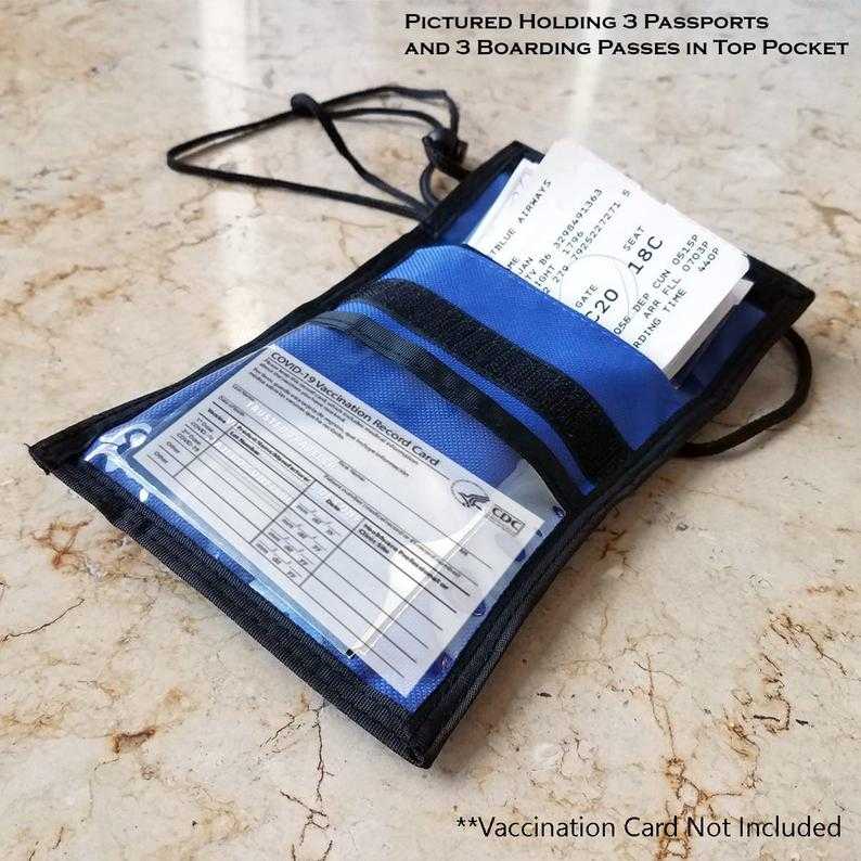 2 Pack - Vaccination Card Holder Passport Travel Wallet - Adjustable Lanyard - Free Ship! - 3 Pockets w/ Pen Holders & 4X3 Window Display