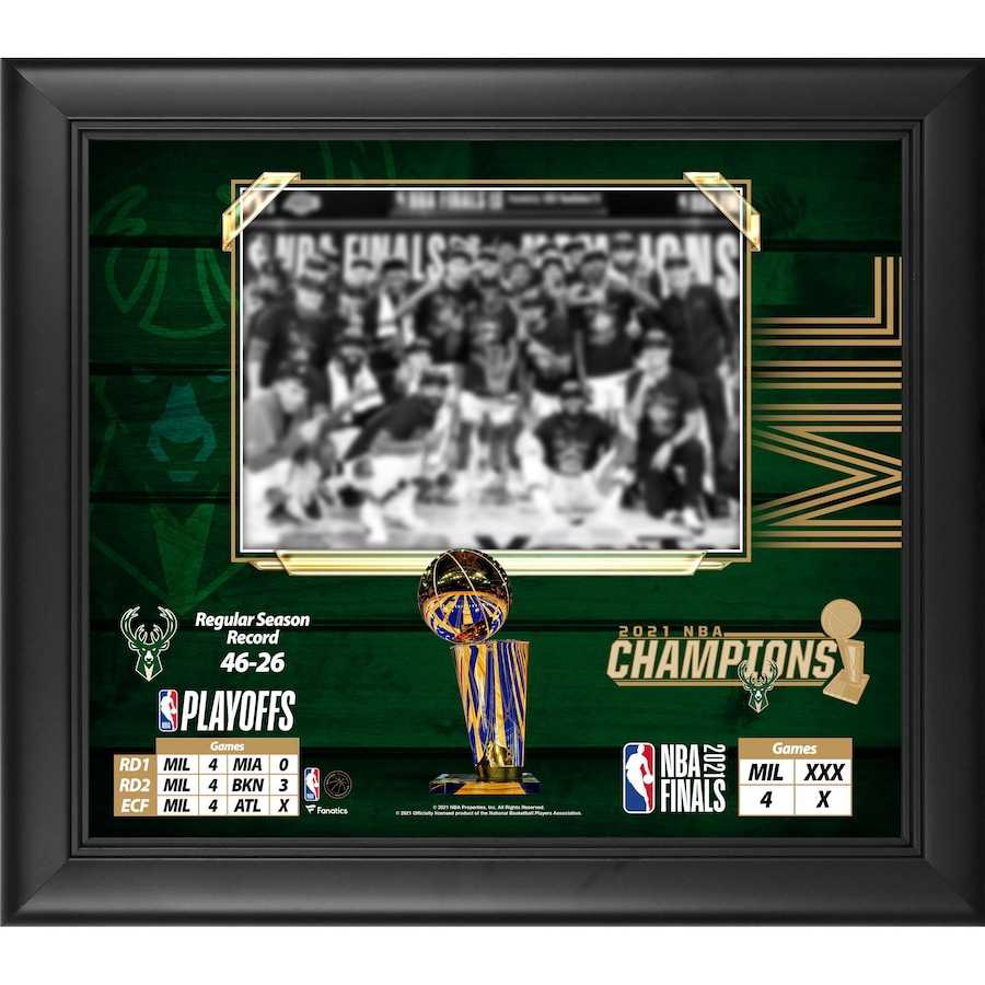 Milwaukee Bucks Brown Framed 2021 NBA Finals Champions Logo Jersey Display  Case