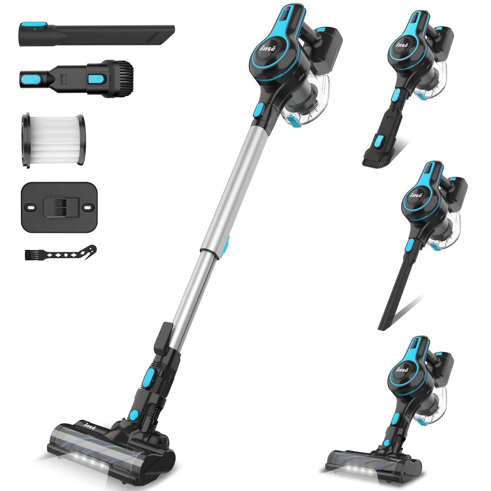 INSE Cordless Vacuum Cleaner, 6-in-1 Rechargeable Vacuum 