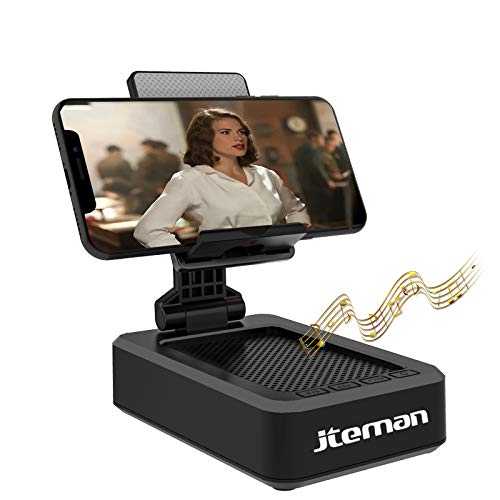 Cell Phone Stand with Wireless Bluetooth Speaker and Non-Slip Base HD Surround Sound Perfect for Home and Away with Desktop Bluetooth Speaker Compatible with iPhone/iPad/Samsung Galaxy