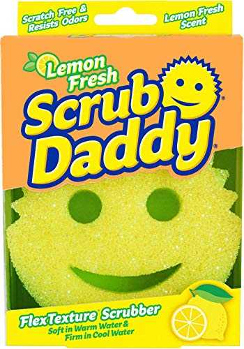 Scrub Daddy Sponge - Lemon Fresh Scent - Scratch-Free Scrubber for Dishes and Home, Odor Resistant, Soft in Warm Water, Firm in Cold, Deep Cleaning, Dishwasher Safe, Multi-use, Functional, 1ct