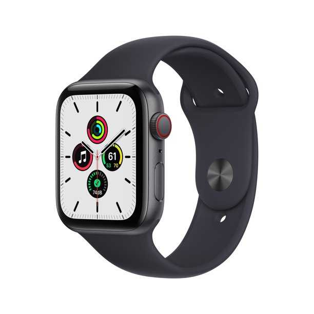 Apple Watch SE GPS + Cellular, 44mm Space Gray Aluminum Case with Midnight Sport Band - Regular