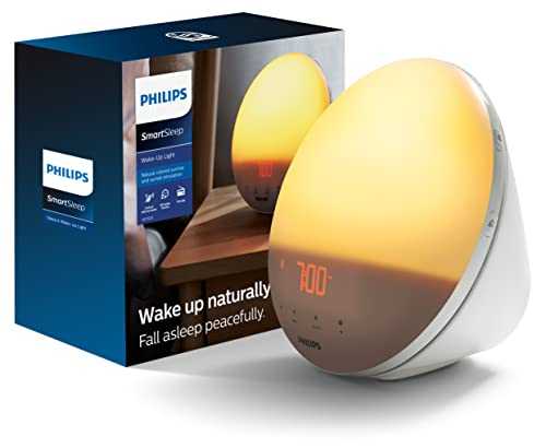 Philips SmartSleep HF3520/60 Wake-Up Light Therapy Alarm Clock with Colored Sunrise Simulation and Sunset Fading Night Light, White