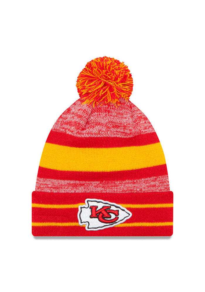  Kansas City Chiefs Red Cuff Pom Knit Hat