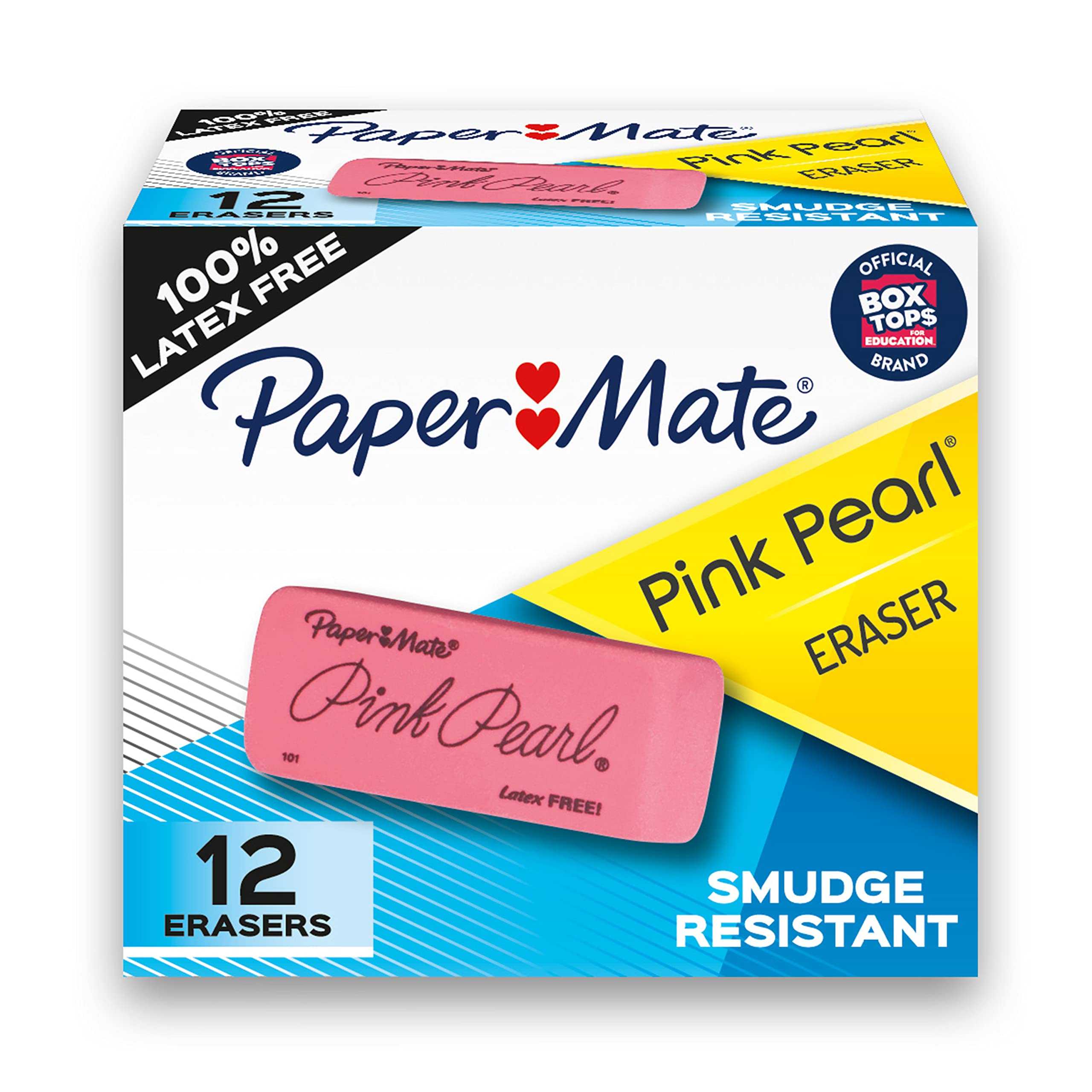 Paper Mate Pink Pearl Erasers, 12-Count