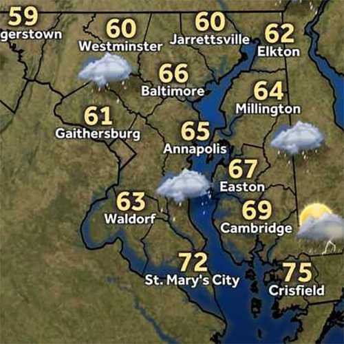 Impact weather for Thursday with potential downpours and storms