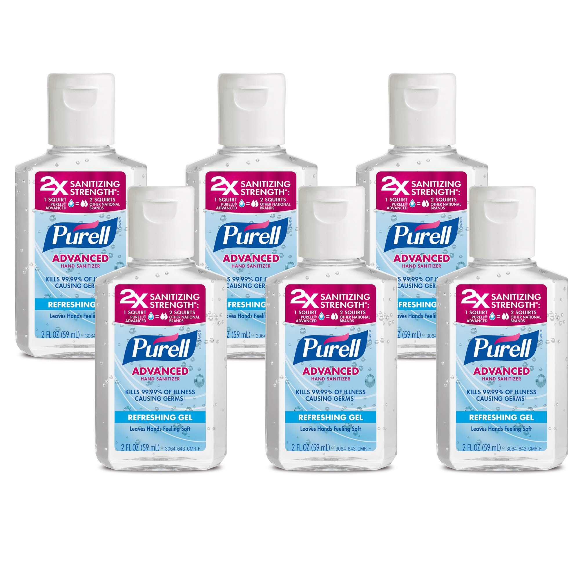 Purell Advanced Hand Sanitizer Refreshing Gel, 2-ounce, Pack of 6