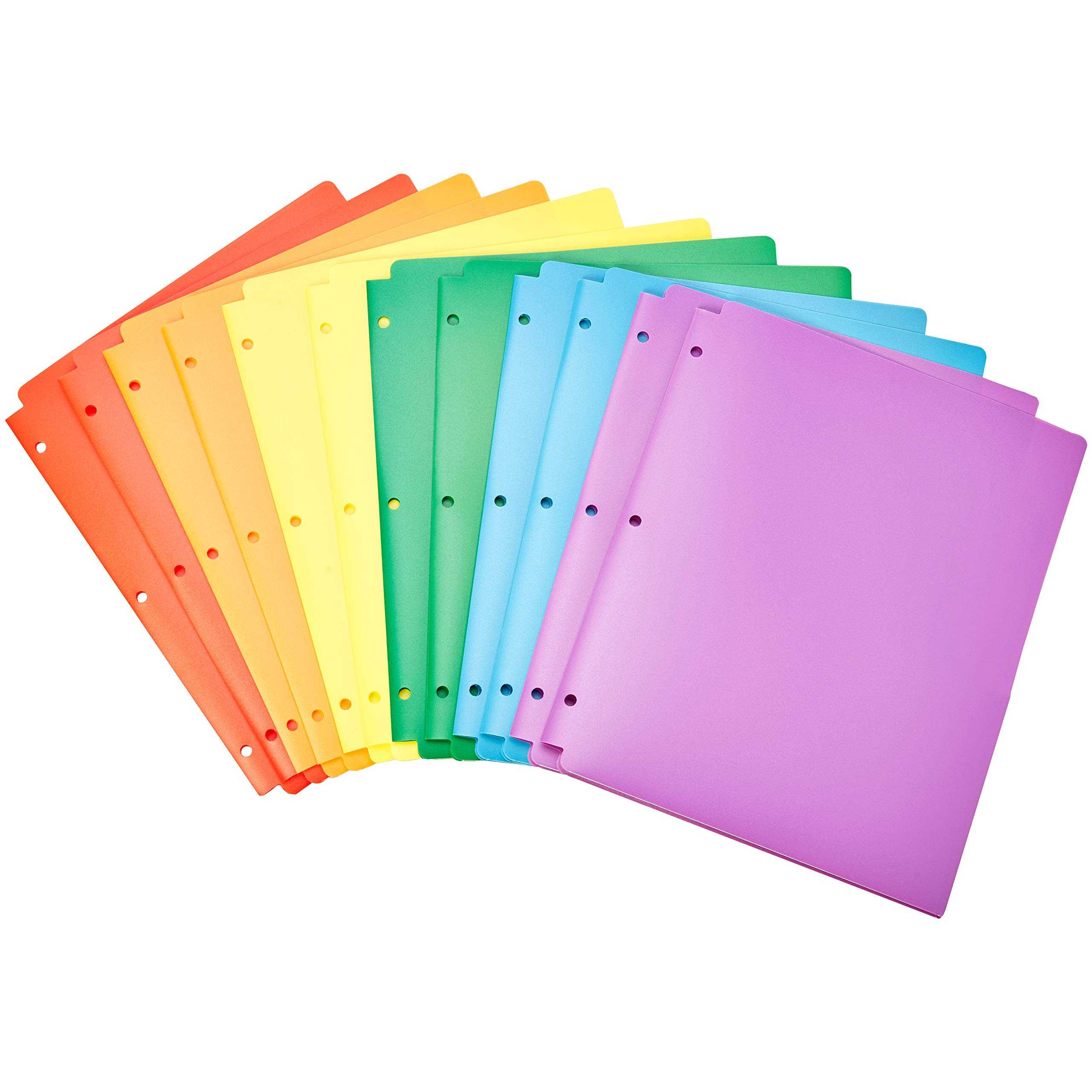 Amazon Basics Plastic Three-Hole Punch Folders