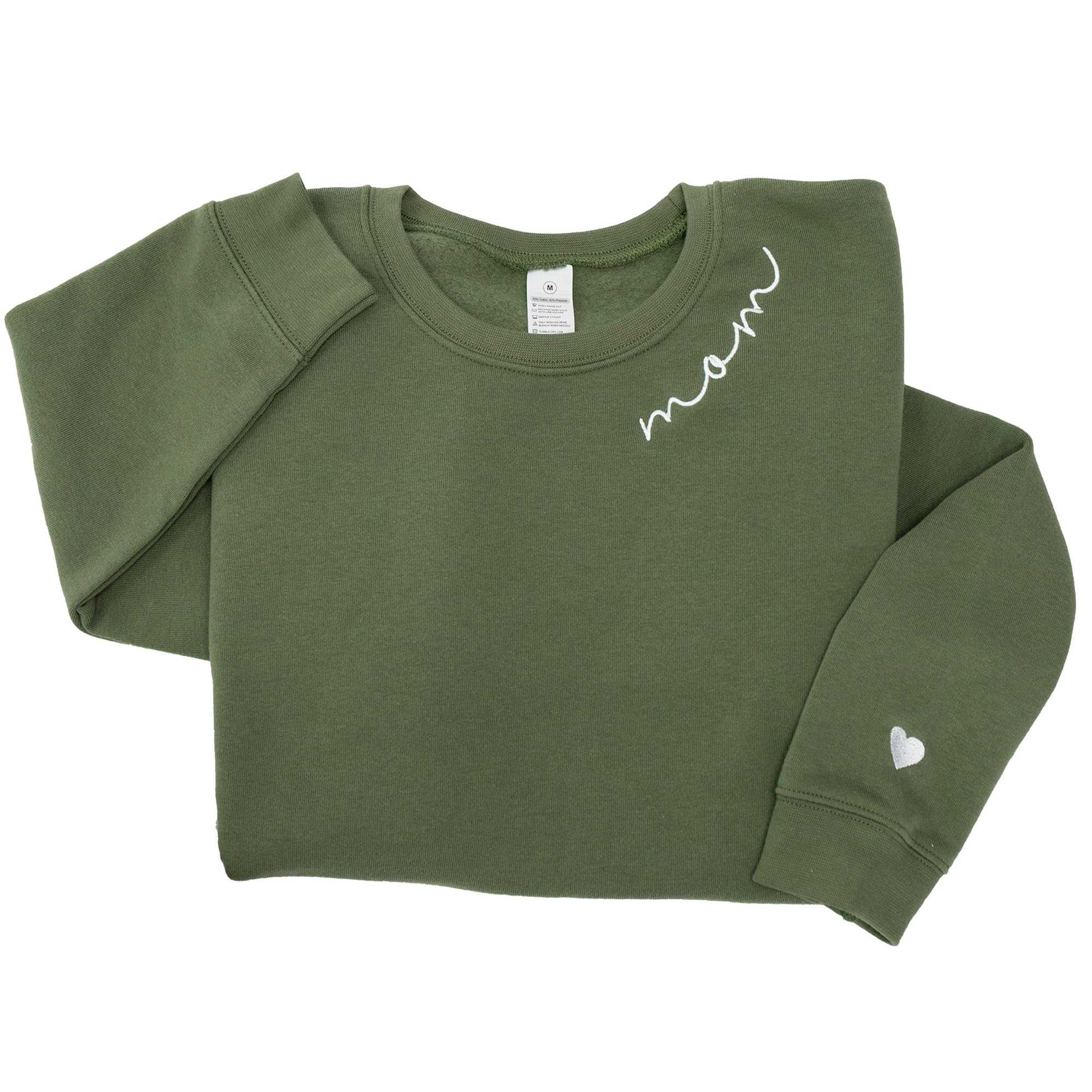 Embroidered 'Mom' Crewneck Sweatshirt