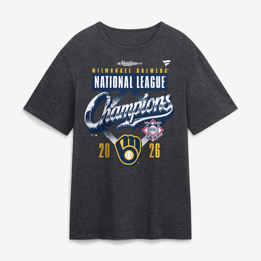 Milwaukee Brewers Fanatics 2026 National League Champions Locker Room T-Shirt - Heather Charcoal