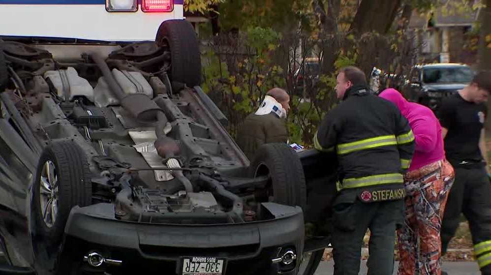 Driver of stolen car crashes into two other vehicles after shots fired