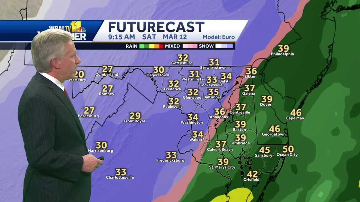 Rain-snow line to reach Baltimore by Saturday morning