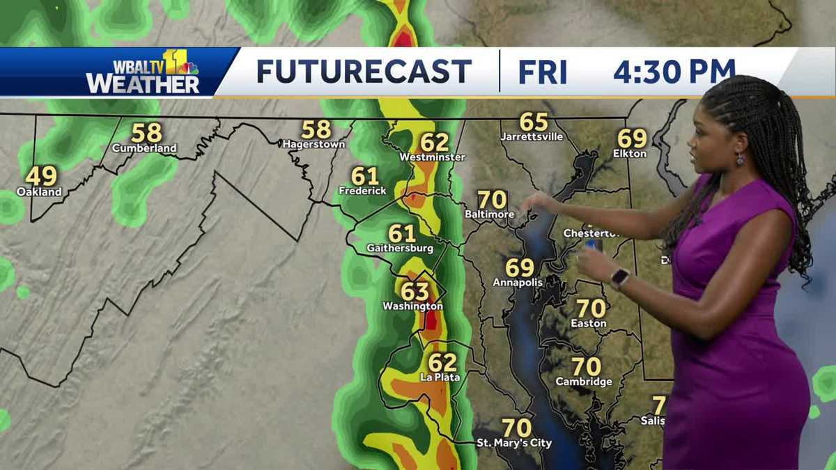 Rainy Friday evening with cooler, breezy weekend ahead
