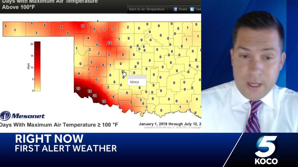 Month to date Oklahoma temperatures BELOW AVERAGE