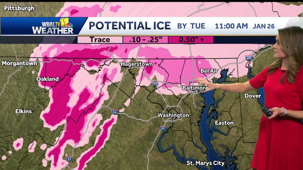 Wintry weather developing Monday evening