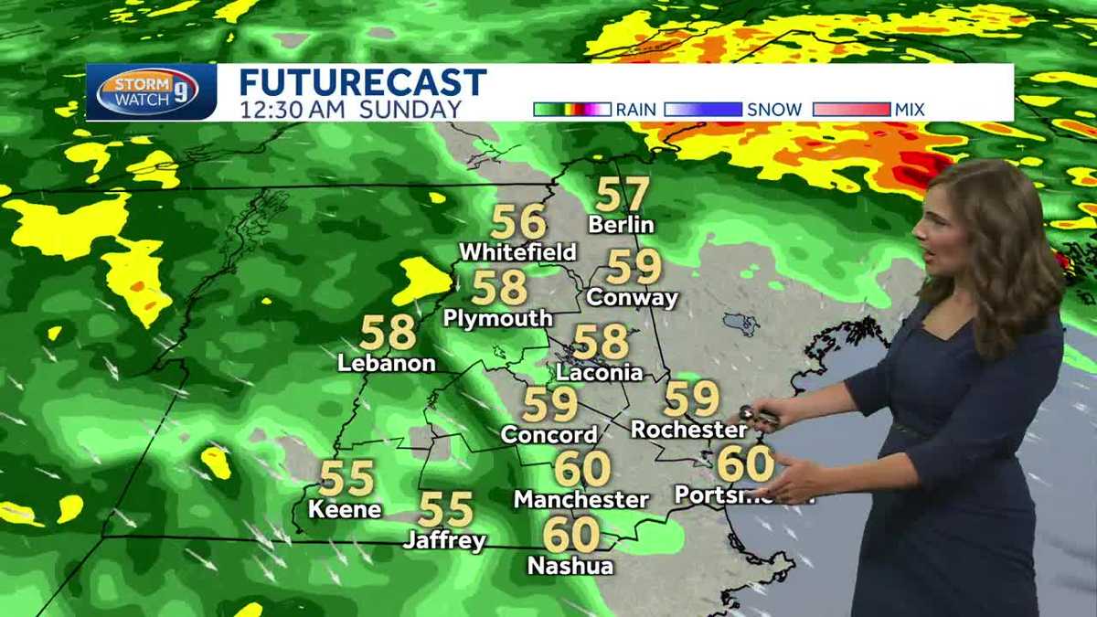 NH weather forecast Scattered showers before heavier rain moves in