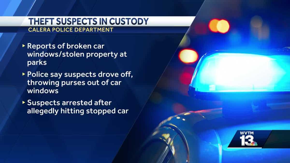 Two people taken into custody, suspected of stealing property from vehicles