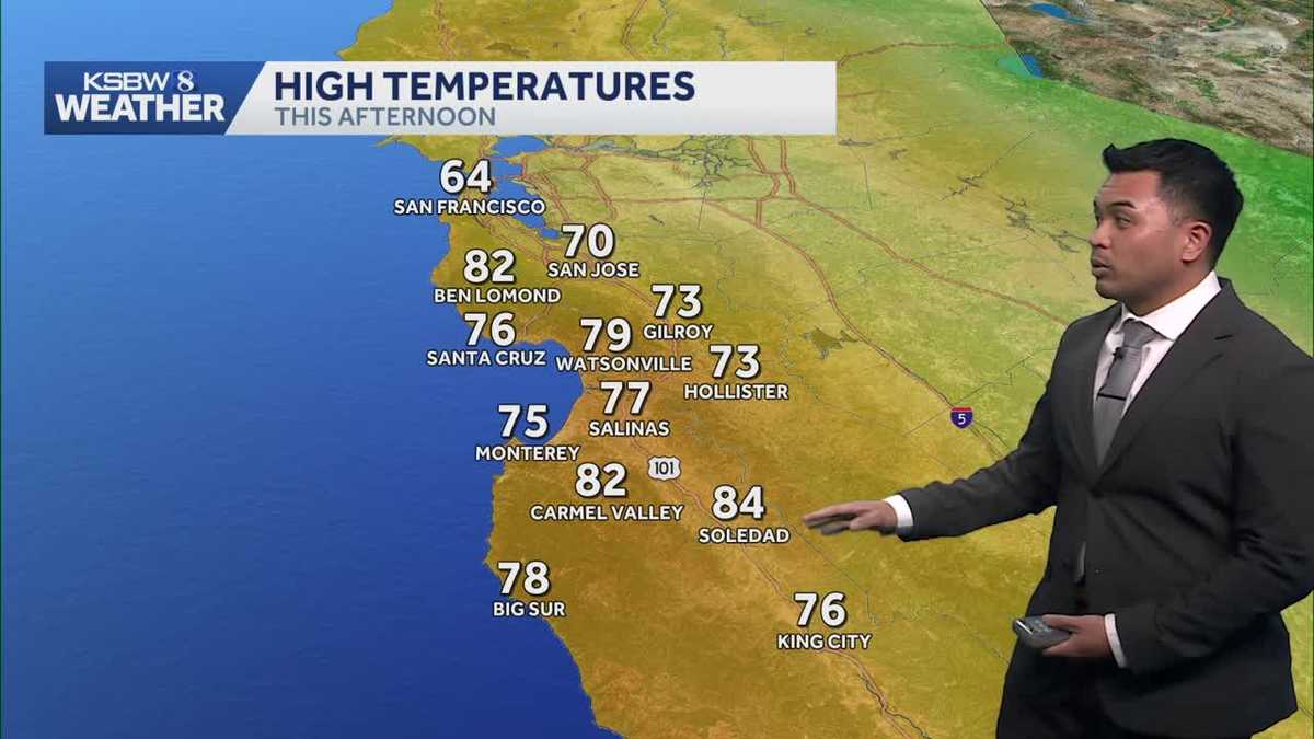 Central Coast warms under high pressure; near-record highs before rain returns