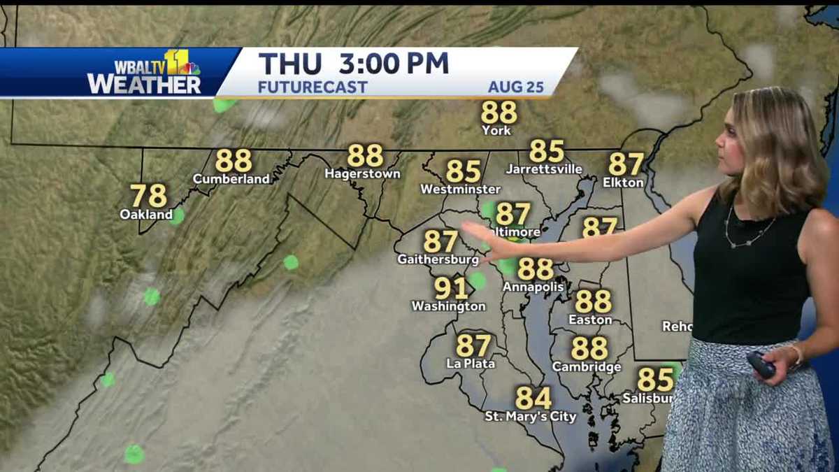 Scattered storms possible Thursday afternoon in Maryland