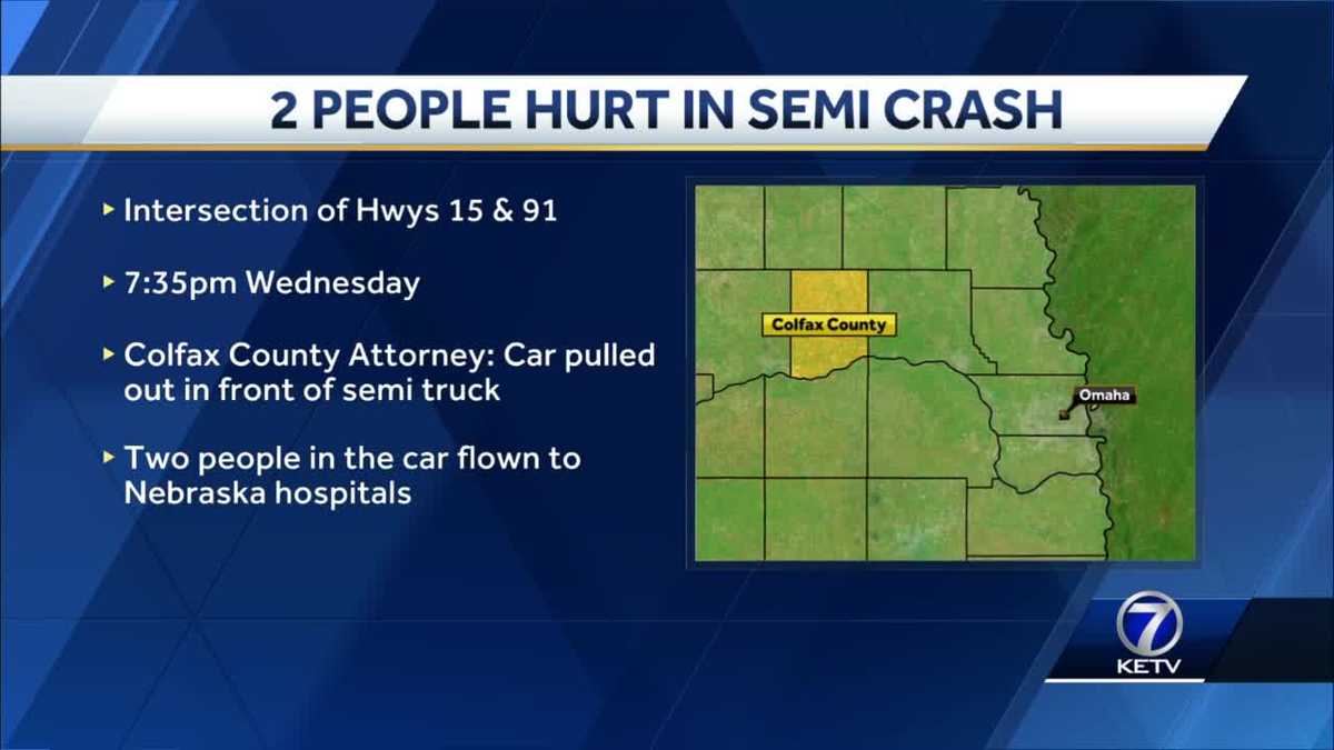 Colfax County crash involving semitruck injures two