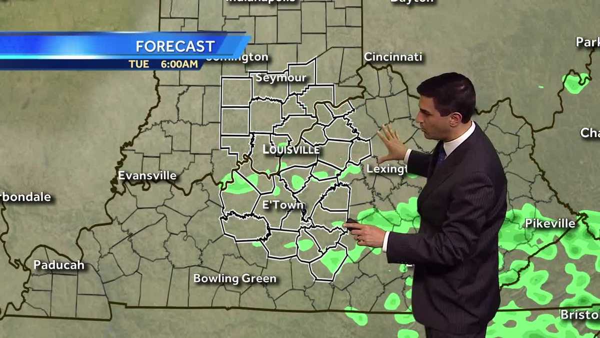 Warm with a few showers Monday