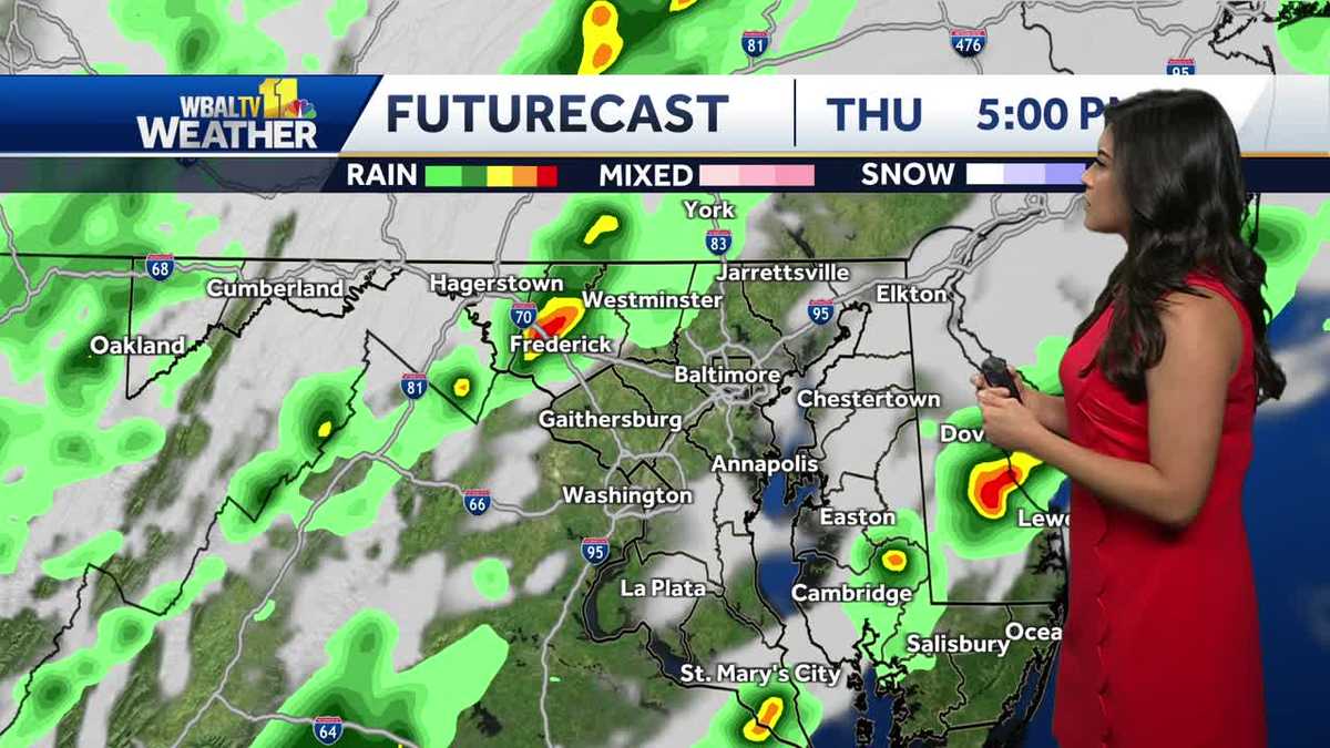 Rain gradually tapers off with strong thunderstorms possible