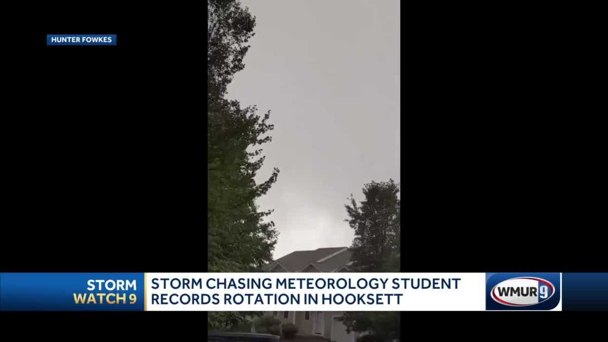 Stormchasing meterology student records Hooksett rotation