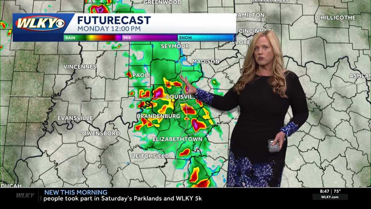 Warm Sunday with storm chances and heavy rain possible Monday