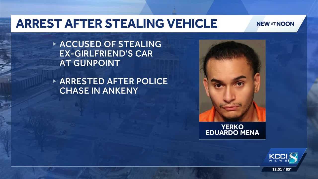 Iowa man arrested for stealing ex-girlfriend's vehicle at gunpoint