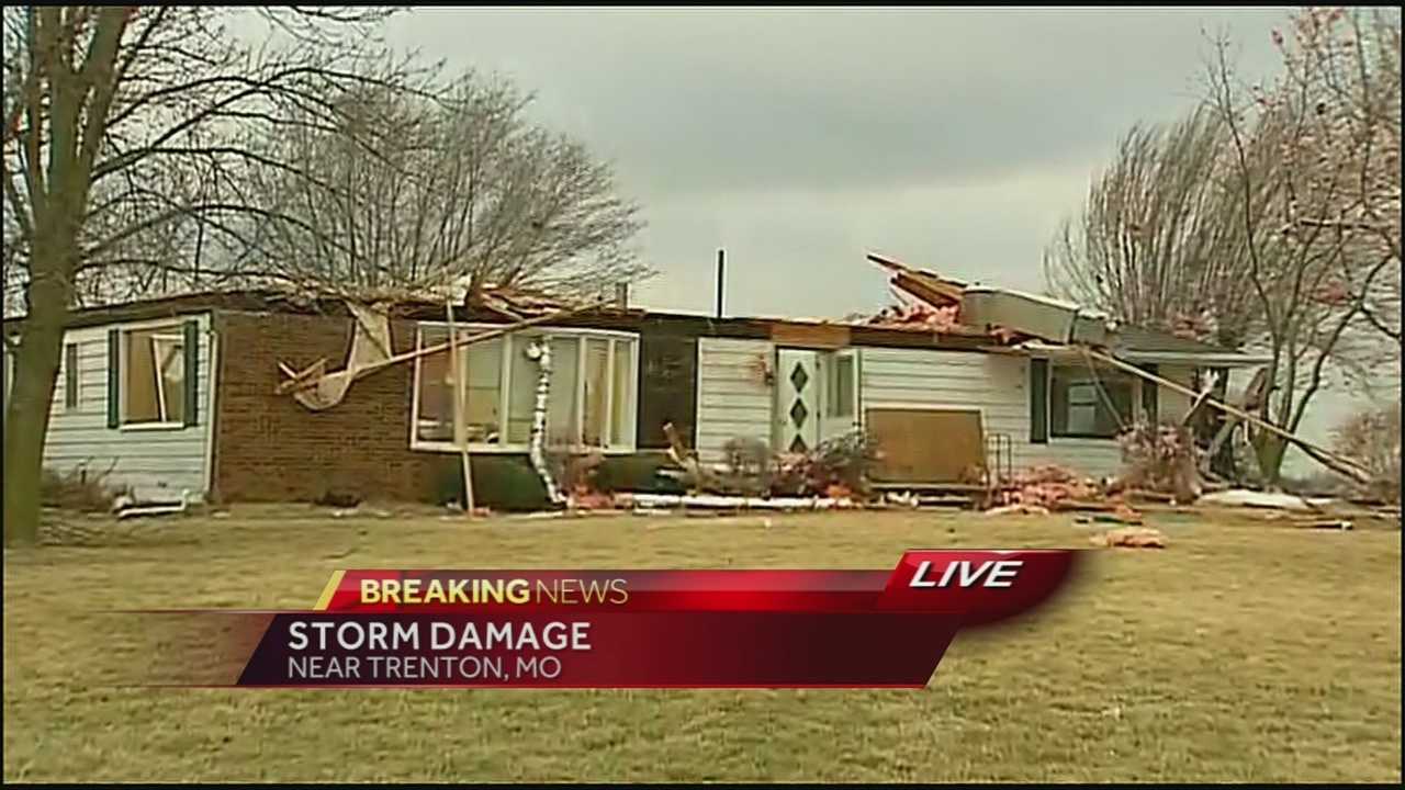 Homes Damaged By Possible Tornado In Trenton, Mo.